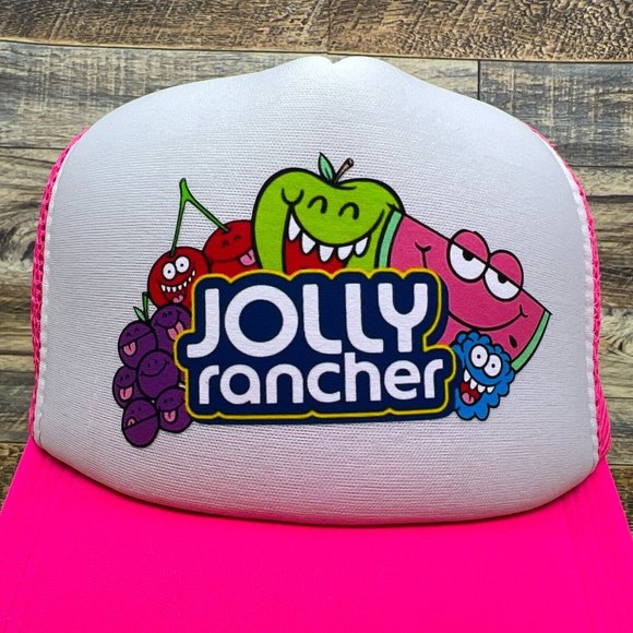 Jolly Rancher Unisex Trucker Hat Pink Snapback Vintage Retro Candy Baseball Cap - Picture 3 of 8